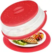 2 In 1 Microwave Splatter Cover & Silicone Mat, Vented Collapsible Microwave ...