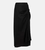 [SIR] SIR Dorian ruched linen-blend midi skirt AU 6 black