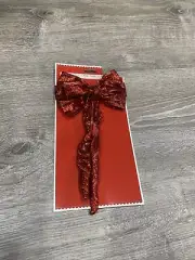 Christmas Red Glitter Mini Tree Topper Bow New