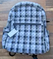 Vera Bradley Campus Backpack Kingbird Plaid Black White Bookbag School Academia