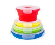 Set Of 4 Collapsible Containers Round Silicone Food Storage Containers