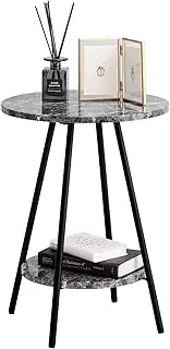 Hagihara LST-4660MBK Side Table, Round Desk, Night Table, Sofa Side Table, Water Resistant, Lightweight, Approx. 6.6 lbs (3 kg), Marble Style, Modern, Width 15.7 x Depth 15.7 x Height 21.3 inches (40
