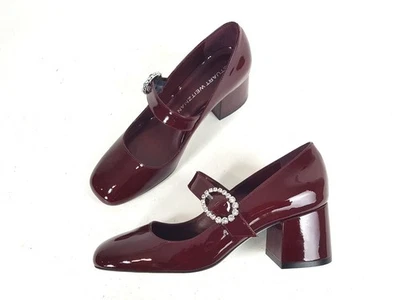 Stuart Weitzman Red Patent Leather Sloane 60 Mary Jane Heels Shoes Size 7.5 NWOB