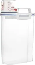 2L Rice Storage Container with Measuring Cup Transparent Food Storage Containers for Grain Cereal Soybean Snack Pet Food in Kitchen Pantry Fridge Transparent One Size
