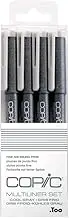 Copic Markers Multiliner Gray Pigment Based Ink, 4-Piece Set