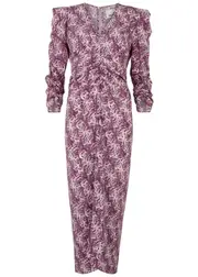 Isabel Marant Albini Printed Stretch-silk Midi Dress - Mauve - 38 (UK10 / S) 38 (UK10 / S)