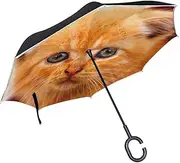 Double Layer Inverted Umbrella Cars Reverse Umbrella Cute Cat Windproof UV Proof Travel Outdoor Umbrella