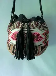 Urban Outfitters Crossbody Shoulder Bucket Bag Mofit Tassel Tribal by Ecote BOHO