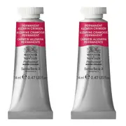 2x Winsor & Newton 14ml Professional Watercolour Permanent Alizarin Crimson S3