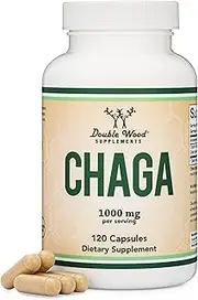 Chaga Mushrooms Capsules 120 Count (1,000mg per Serving) High in Polysaccharides, Beta Glucans, and Terpenoids - Grown and Made in The USA, Vegan Safe, Organic by Double Wood Supplements