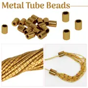 Metal Gold Toggle End Cord Stopper Bugle Beads Cylindrical Seed DIY Craft 3.5mm