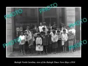 OLD LARGE HISTORIC PHOTO RALEIGH NORTH CAROLINA RALEIGH TIMES NEWS BOYS c1910