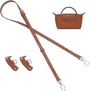 [Cilzephyr] Adjustable Leather Shoulder Strap,Purse Straps Replacement,Punch-Free Crossbody Handbag Replacement,Single Handle Conversion Set,Adjustable for Longcham-p Bag Women(Brown Gold)
