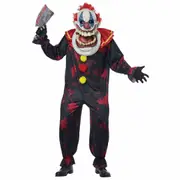 Die Laughing Clown & Big Mouth Mask Killer Evil Jester Horror Adult Mens Costume
