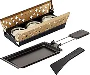 KUHN RIKON Candle Light Mini Swiss Cross Raclette Set, Gold, Non-Stick Grill Pan with Tea Light