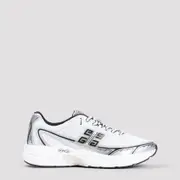 [Givenchy] Givenchy-White Silver Nfnty-52 Low Top Runners Polyester Sneakers-Uomo 44 IT