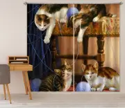 3D Cat Play Yarn A61 Blockout Photo Curtain Fabric Window Kevin Walsh Amy