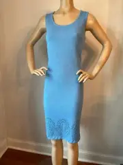 NWT St John Knit dress blue azure size 8 Santana sheath wool