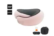 Travel Neck Pillow, Memory Foam Airplane U-Shaped Travel Pillow, 360 Degree Comfort and Breathability-Pink