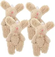 Kisangel 4pcs Mini Plush Bunny Ornaments for Doll House Decor Soft and Rabbit Accessories Adorable Hanging Decorations for Cozy Ambiance and Miniature Spaces