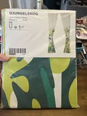 Ikea Djungelskog Jungle Green Drape Set W/Monkee 100% Cotton