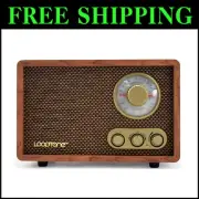 Retro Bluetooth Speaker & AM/FM Radio - Vintage Wood Design with Adjustable Bass