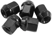 Aeroflow Acorn Short Open Wheel Nuts M12x1.25 Black M12 x 1.25mm Set Of 5