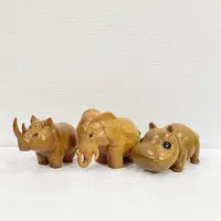 在飛比找蝦皮購物優惠-【御古齋】精選 肖楠 木雕 精雕 非洲三寶 大象 犀牛 河馬