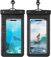 LEVOTIYER 2 Pack Waterproof Phone Pouch - Large Water Proof Phone Pouch iPhone 15/14/13/12 Pro Max XS Samsung, up to 8.8", IPX8 Cellphone Dry Bag Beach Essentials Black