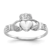 14k White Gold Polished Claddagh Ring Size 7 for Women 1.02gm