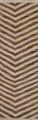 Chevron Style Kilim Wool Natural Dye Hand-woven Runner Reversible Rug 3x10