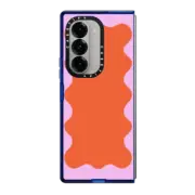 Galaxy Z Fold6 Impact Case Pink Wavy Border on Orange