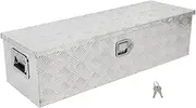 SCITOO 39inch Heavy Duty Truck Bed Tool Box Chest Box Trailer Tongue Box for Pick Up Truck Bed RV Trailer Silver Rectangle Truck Bed Storage with Side Handle,Lock and Keys