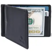 Mens Slim Wallet with Money Clip Front Pocket RFID Blocking Thin Bifold Leath...