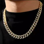 12MM Gold Iced Diamond Miami Cuban Link Chain