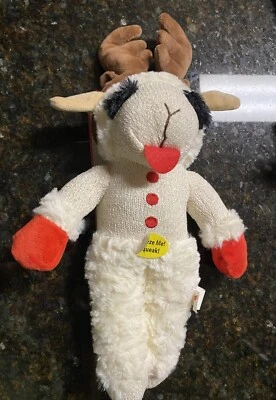 Multipet Christmas Holiday Lamb Chop Standing Up With Antlers 13 Inches
