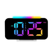 RGB Clock Simple Colored Light Electronic Clock Atmosphere Light Electronic Clock Multi-Function Alarm Clock Dual Displa