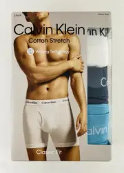 3-Pack Calvin Klein Men’s Cotton Stretch Boxer Brief White, Navy, Teal - Size XL