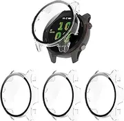 Protective Case intended for Garmin Forerunner 255/255S Screen Protector Tempered Glass Hard PC Full Cover Shell Coverage intended for Garmin Forerunner 255/255S Music Case (Forerunner 255s, 3 Clears)