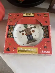 Vintage 1998 Sakura Debbie Mumm Halloween Plates Set of 4