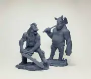 Mutant Pig and Rhino 32mm Scale DnD Mini Dungeons and Dragon Miniature Sci Fi