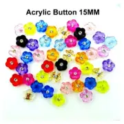 Acrylic Flower Buttons Colorful Dyed Buttons Sewing Clothes Crafts Decor 50Pcs