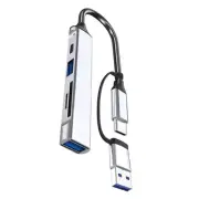 USB C+USB Hub 5 Port USB Splitter Multiport Extended Data Cable Memory Card