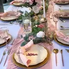 YAWALL Chiffon Table Runner Dusty Grey 10ft,29x120 Inches Romantic Wedding Table