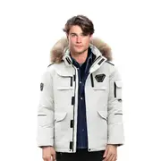 abbee White Winter Fur Hooded Down Jacket Stylish Lightweight Quilted Warm Puffer Coat