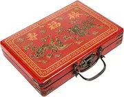 CAXUSD Set Boys and Girls Wooden Mahjong Container Storage Case Present Box Lidded Storage
