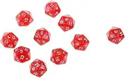 Oshhni Set of 10 D20 Dice for RPG Games, Red, 25mm