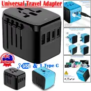 Universal International Travel Plug 3.4A 4 USB Power Adapter Type C Worldwide