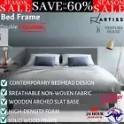Artiss Bed Frame Double Mattress Wooden Fabric Platform Base With Headboard Grey