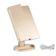 Nevenka Tri-Fold Lighted Vanity Mirror with 22 LED Lights 3X/2X/10X Magnification Make Up Mirror-Champange